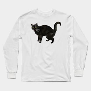 Cute Black Cat Blepping Long Sleeve T-Shirt